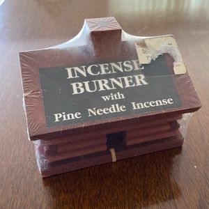 vintage log cabin incense burner